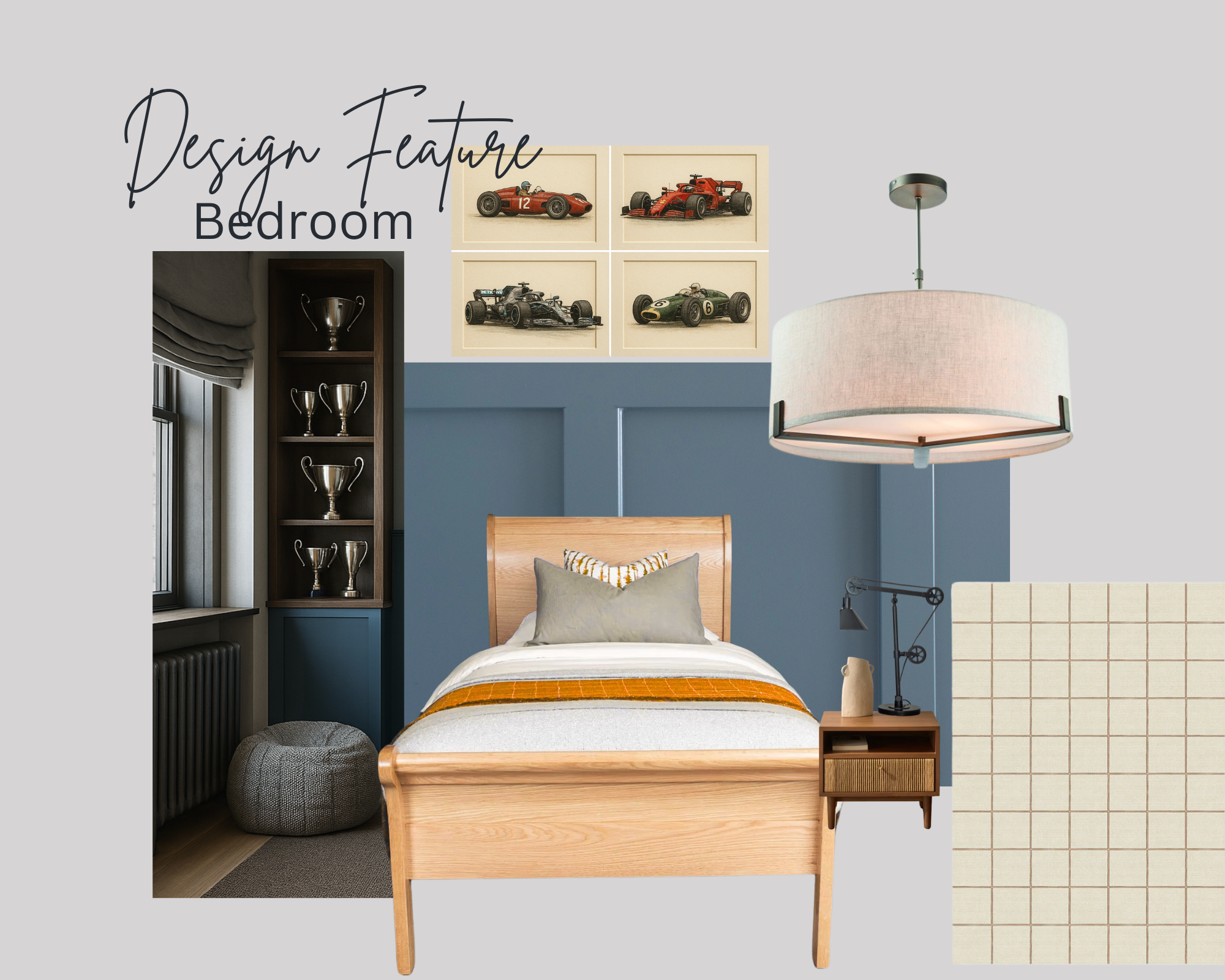 Relaxing blue colour scheme in a stylish tween room with natural wood elements