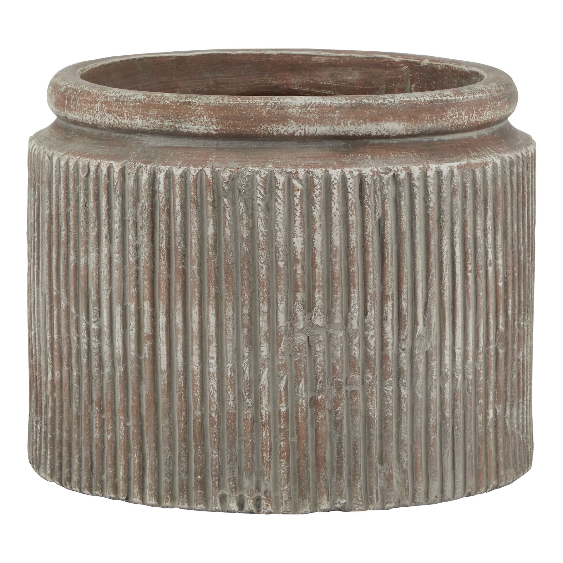 The Siena Brown Dolly Pot offers timeless sophistication with its ribbed texture and weathered finish, perfect for traditional or contemporary settings. Ideal for large floral arrangements or as a standalone piece, its versatile design complements rustic and modern décor.