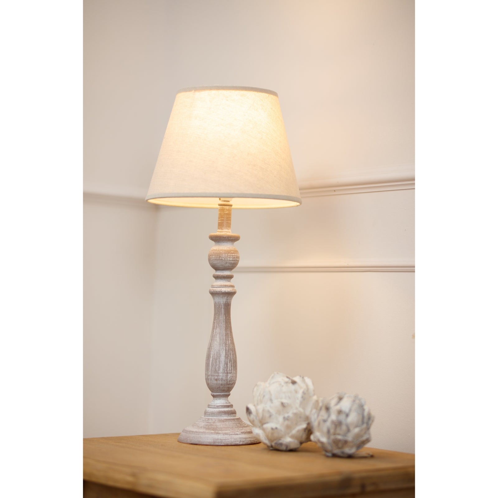 Dunum Column Table Lamp With Linen Shade