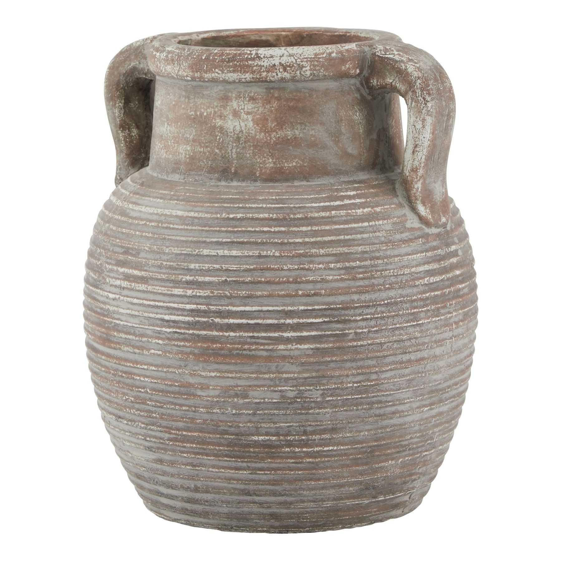 Mediterranean elegance with our Siena Brown Amphora Pot. Its masterful craftsmanship and ribbed detailing add a weathered finish that brings authentic character. Perfect for indoors or out, use it alone or pair with smaller vessels to make a statement